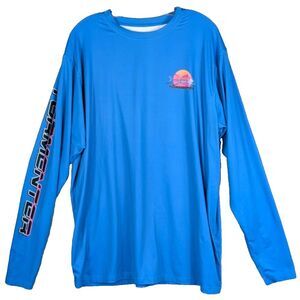 Tormenter Basix Shirt Mens XL Blue Fishing Long Slv Performance Graphics Stretch